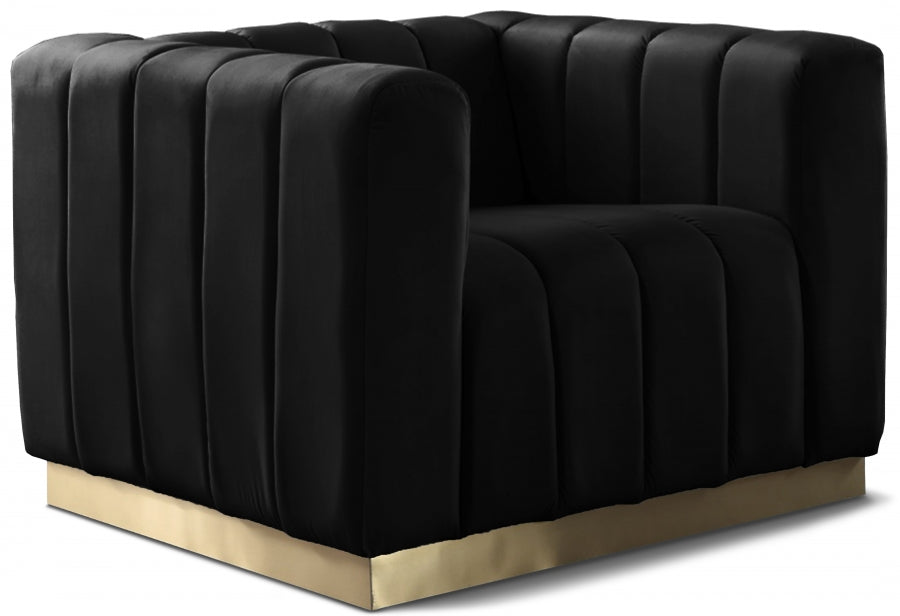 Marlon Black Velvet Chair - 603Black-C - Vega Furniture