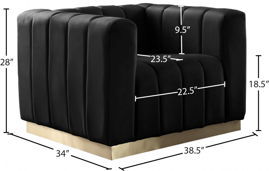 Marlon Black Velvet Chair - 603Black-C - Vega Furniture