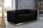 Marlon Black Velvet Loveseat - 603Black-L - Vega Furniture