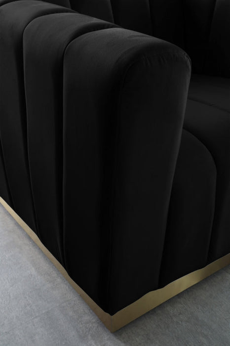 Marlon Black Velvet Loveseat - 603Black-L - Vega Furniture