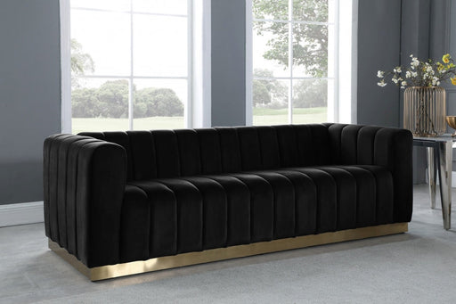 Marlon Black Velvet Sofa - 603Black-S - Vega Furniture