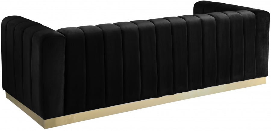 Marlon Black Velvet Sofa - 603Black-S - Vega Furniture