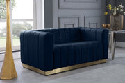 Marlon Blue Velvet Loveseat - 603Navy-L - Vega Furniture