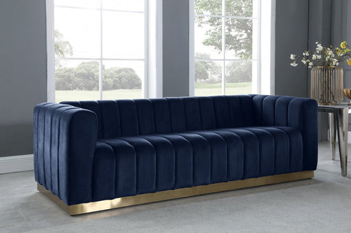 Marlon Blue Velvet Sofa - 603Navy-S - Vega Furniture