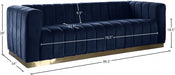 Marlon Blue Velvet Sofa - 603Navy-S - Vega Furniture