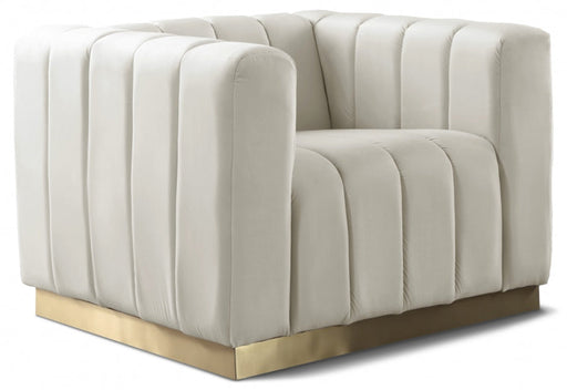 Marlon Cream Velvet Chair - 603Cream-C - Vega Furniture