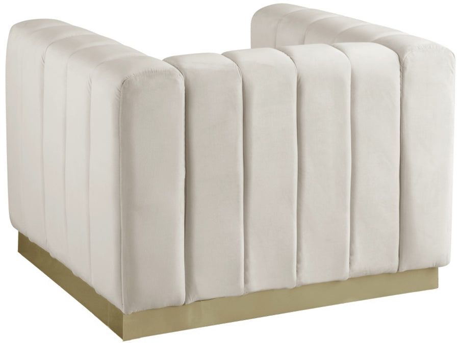 Marlon Cream Velvet Chair - 603Cream-C - Vega Furniture