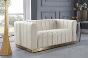 Marlon Cream Velvet Loveseat - 603Cream-L - Vega Furniture