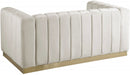 Marlon Cream Velvet Loveseat - 603Cream-L - Vega Furniture