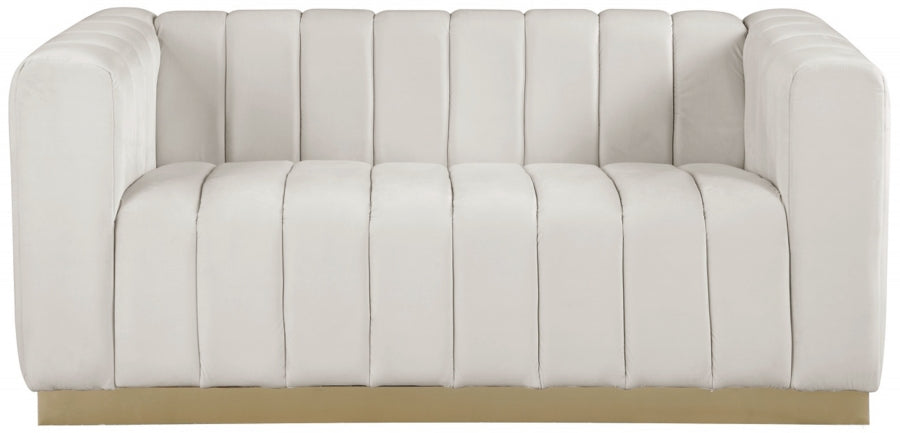 Marlon Cream Velvet Loveseat - 603Cream-L - Vega Furniture