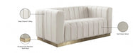 Marlon Cream Velvet Loveseat - 603Cream-L - Vega Furniture