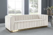 Marlon Cream Velvet Sofa - 603Cream-S - Vega Furniture