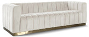 Marlon Cream Velvet Sofa - 603Cream-S - Vega Furniture