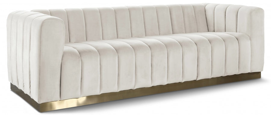 Marlon Cream Velvet Sofa - 603Cream-S - Vega Furniture