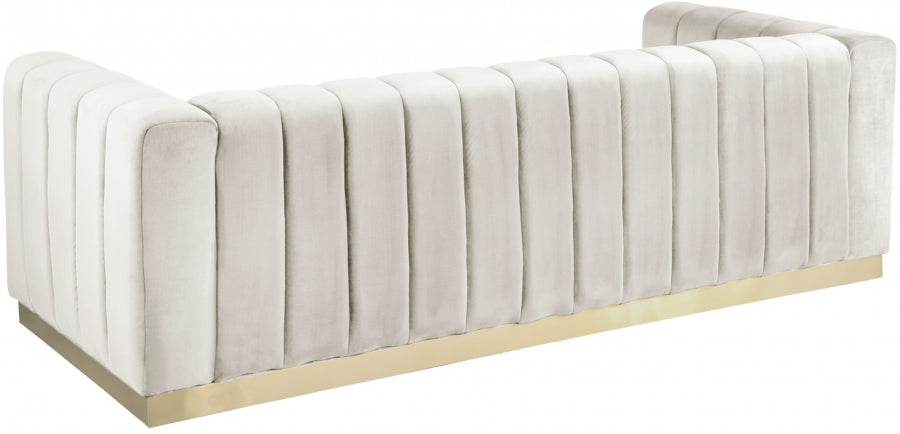 Marlon Cream Velvet Sofa - 603Cream-S - Vega Furniture