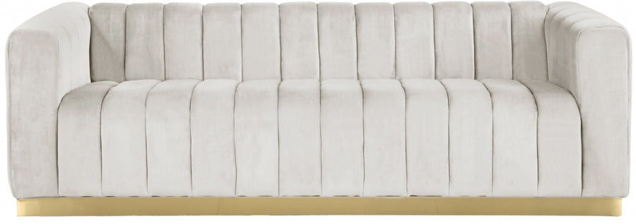 Marlon Cream Velvet Sofa - 603Cream-S - Vega Furniture