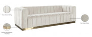 Marlon Cream Velvet Sofa - 603Cream-S - Vega Furniture