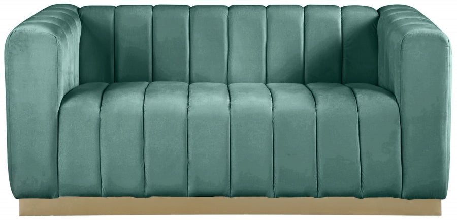 Marlon Green Velvet Loveseat - 603Mint-L - Vega Furniture