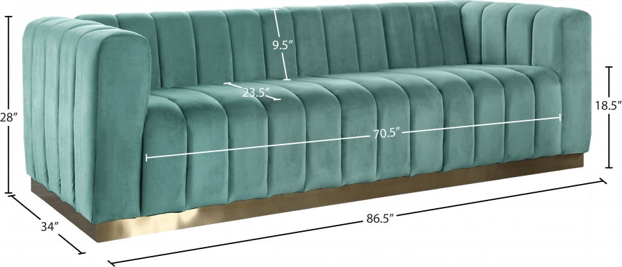 Marlon Green Velvet Sofa - 603Mint-S - Vega Furniture