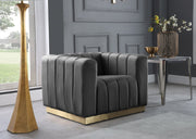 Marlon Grey Velvet Chair - 603Grey-C - Vega Furniture