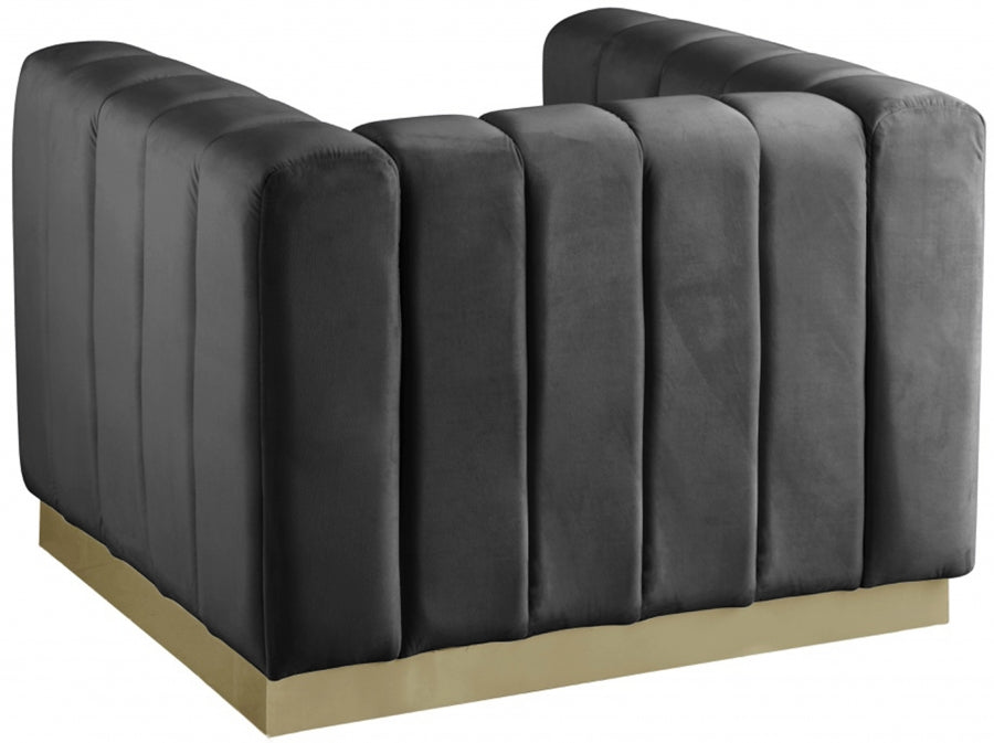 Marlon Grey Velvet Chair - 603Grey-C - Vega Furniture