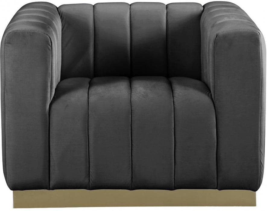 Marlon Grey Velvet Chair - 603Grey-C - Vega Furniture