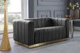 Marlon Grey Velvet Loveseat - 603Grey-L - Vega Furniture