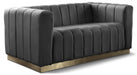 Marlon Grey Velvet Loveseat - 603Grey-L - Vega Furniture