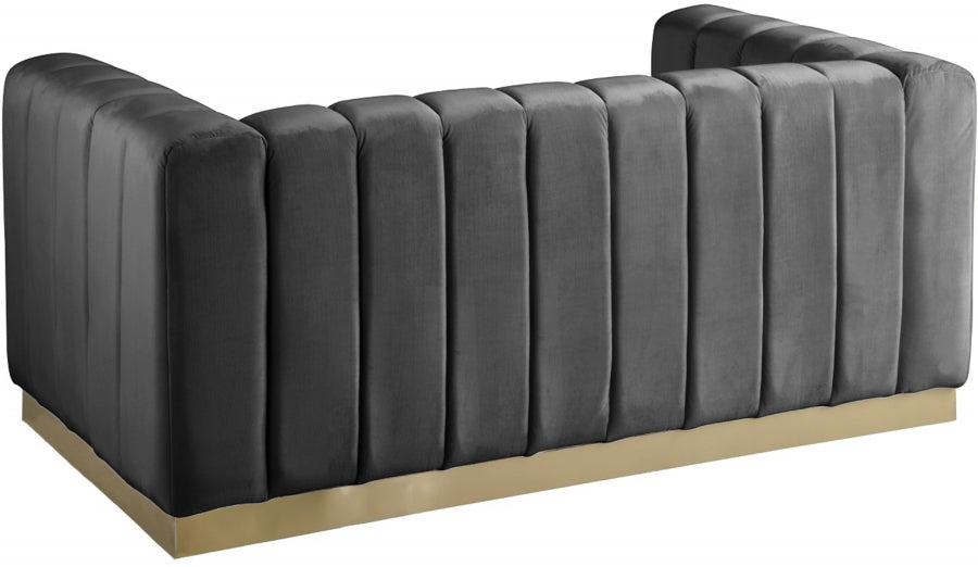 Marlon Grey Velvet Loveseat - 603Grey-L - Vega Furniture