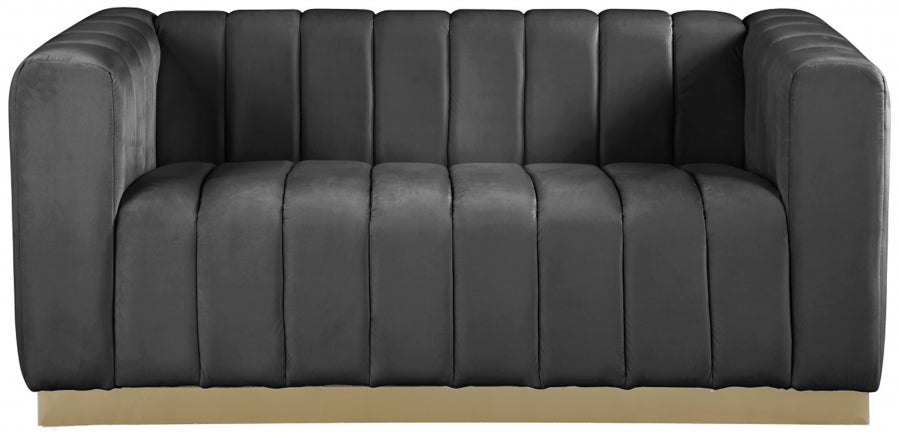 Marlon Grey Velvet Loveseat - 603Grey-L - Vega Furniture