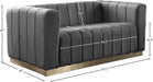 Marlon Grey Velvet Loveseat - 603Grey-L - Vega Furniture