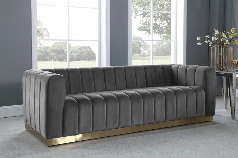 Marlon Grey Velvet Sofa - 603Grey-S - Vega Furniture