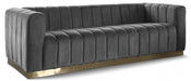 Marlon Grey Velvet Sofa - 603Grey-S - Vega Furniture