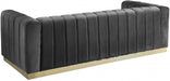 Marlon Grey Velvet Sofa - 603Grey-S - Vega Furniture