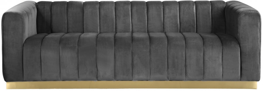 Marlon Grey Velvet Sofa - 603Grey-S - Vega Furniture