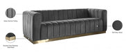 Marlon Grey Velvet Sofa - 603Grey-S - Vega Furniture