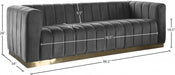 Marlon Grey Velvet Sofa - 603Grey-S - Vega Furniture