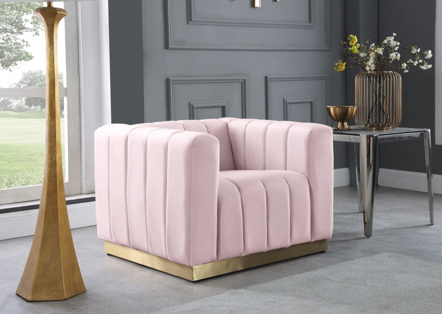 Marlon Pink Velvet Chair - 603Pink-C - Vega Furniture