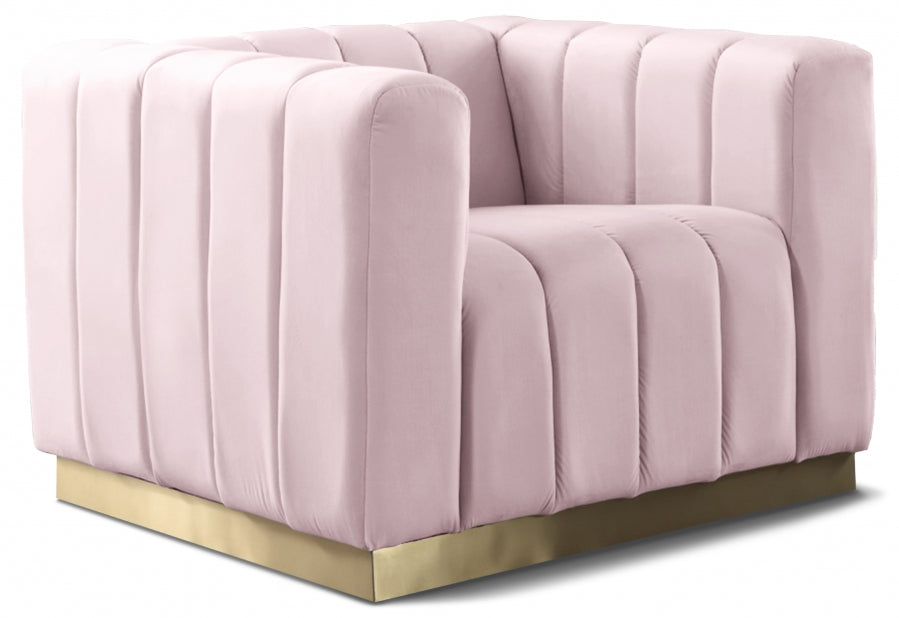 Marlon Pink Velvet Chair - 603Pink-C - Vega Furniture