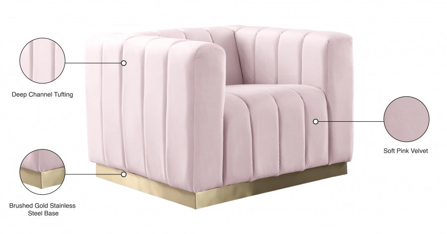 Marlon Pink Velvet Chair - 603Pink-C - Vega Furniture