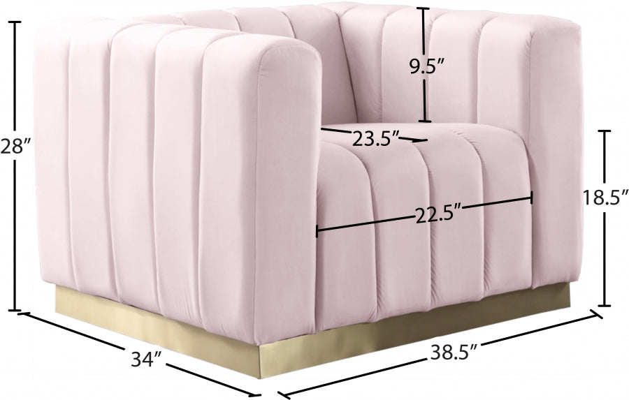 Marlon Pink Velvet Chair - 603Pink-C - Vega Furniture