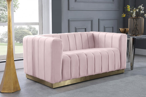 Marlon Pink Velvet Loveseat - 603Pink-L - Vega Furniture