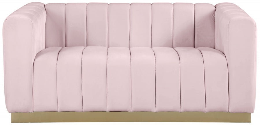 Marlon Pink Velvet Loveseat - 603Pink-L - Vega Furniture