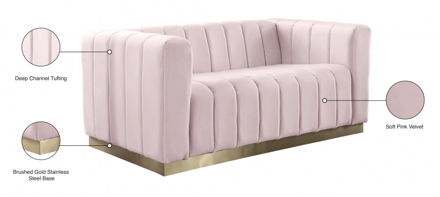 Marlon Pink Velvet Loveseat - 603Pink-L - Vega Furniture