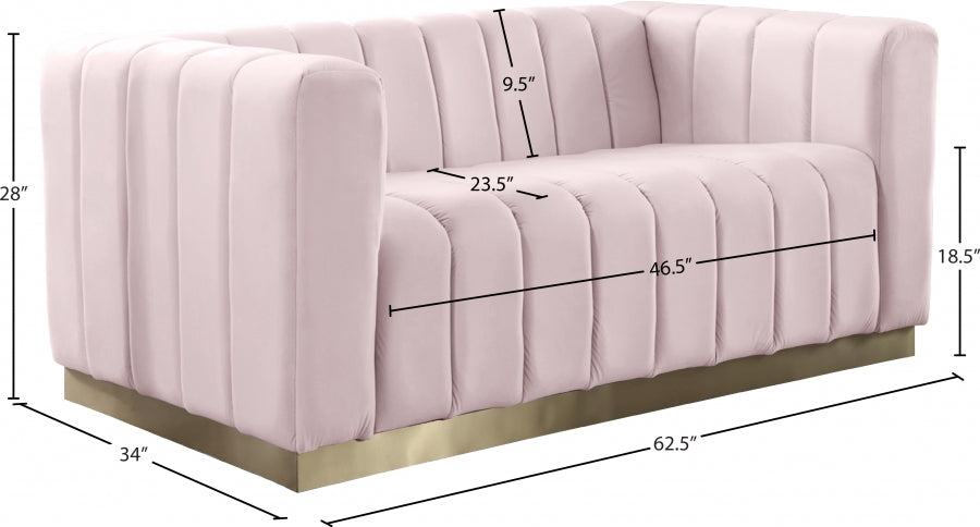 Marlon Pink Velvet Loveseat - 603Pink-L - Vega Furniture