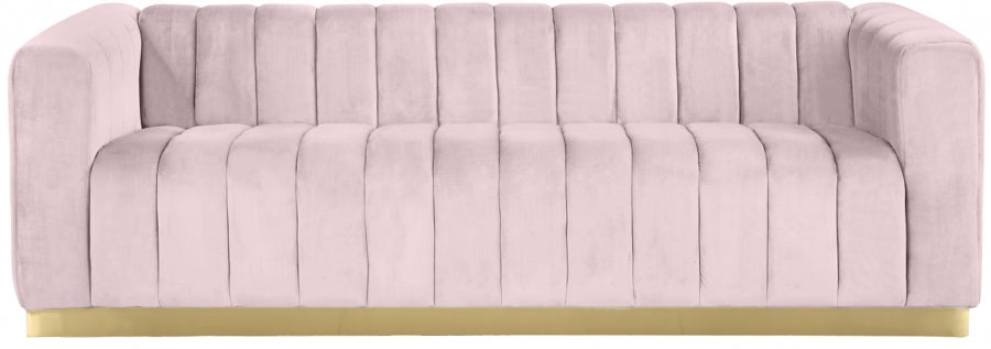 Marlon Pink Velvet Sofa - 603Pink-S - Vega Furniture