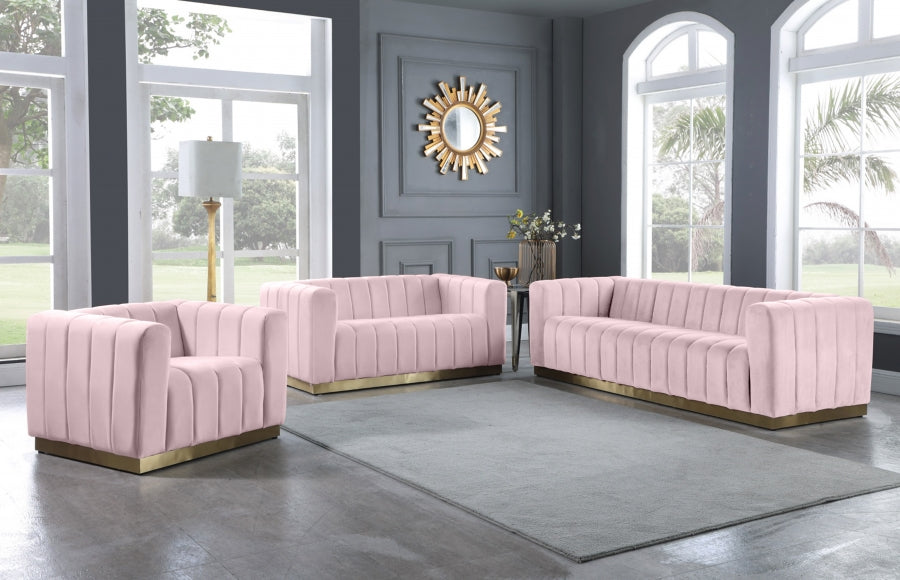 Marlon Pink Velvet Sofa - 603Pink-S - Vega Furniture