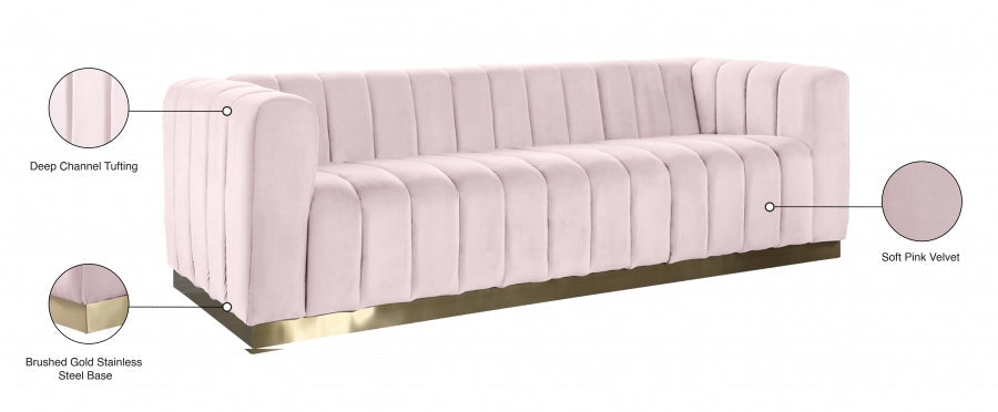 Marlon Pink Velvet Sofa - 603Pink-S - Vega Furniture