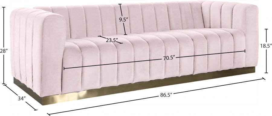 Marlon Pink Velvet Sofa - 603Pink-S - Vega Furniture