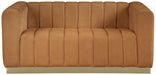 Marlon Saddle Marlon Velvet Loveseat - 603Saddle-L - Vega Furniture